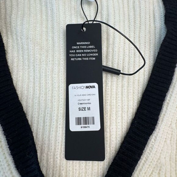 Fashion Nova Cream Cardigan Sweater with Ribbed Knit - Picture 5 of 5